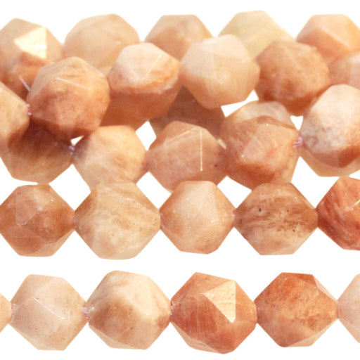 Peach Moonstone 8mm Star Cut Round 15-16 Inch