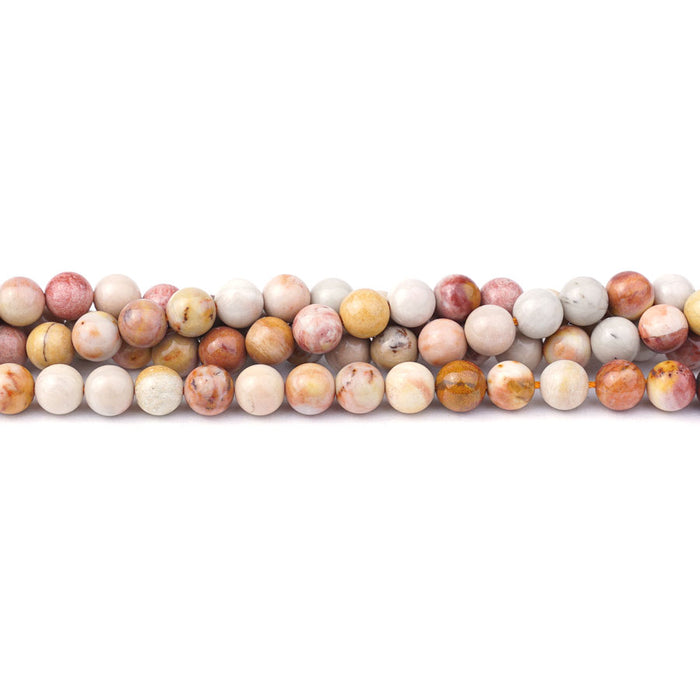 Polychrome Jasper 6mm Round Pink - 15-16 Inch