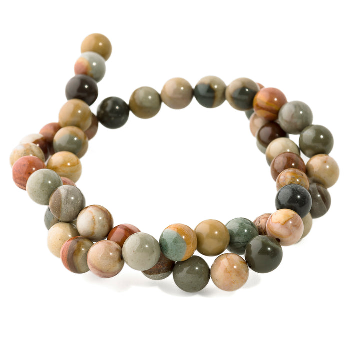 Polychrome Jasper 8mm Round - 15-16 Inch