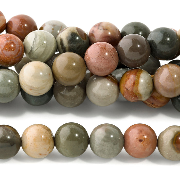 Polychrome Jasper 8mm Round - 15-16 Inch