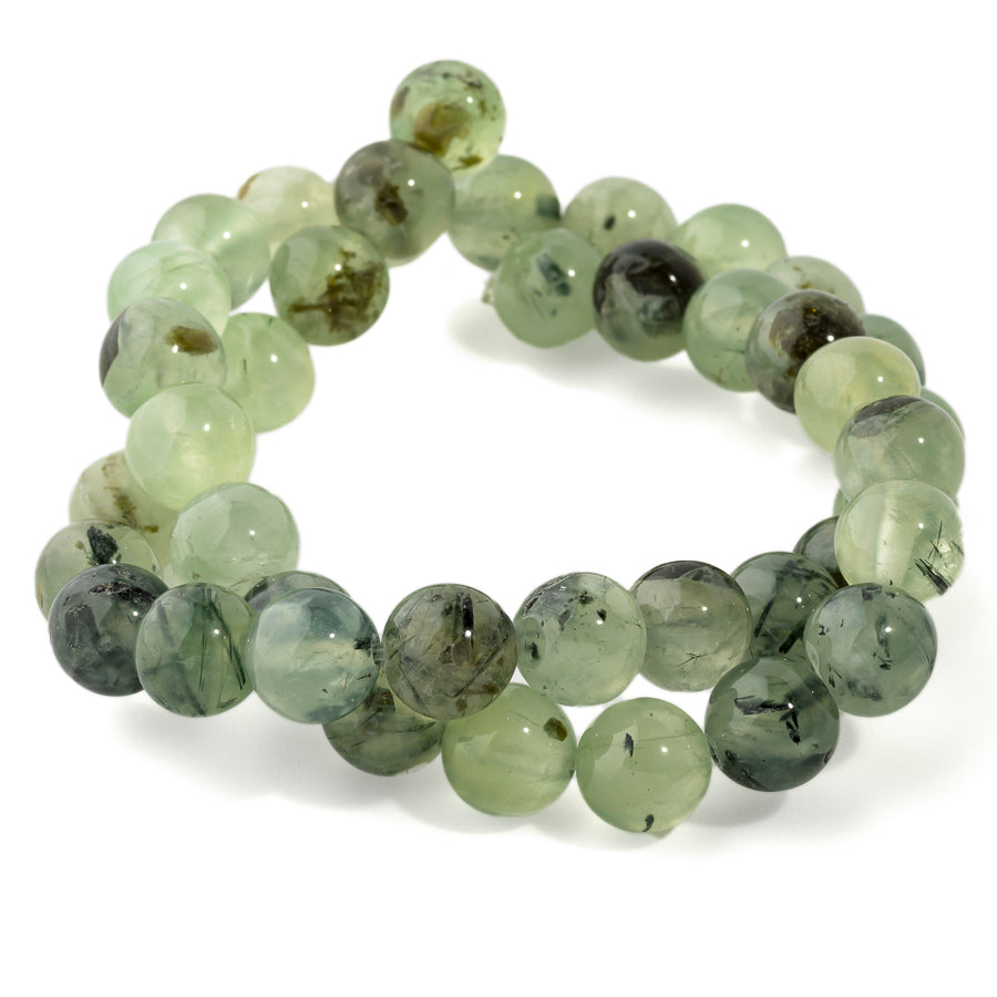 Prehnite with Rutilate 10mm Round - 15-16 Inch