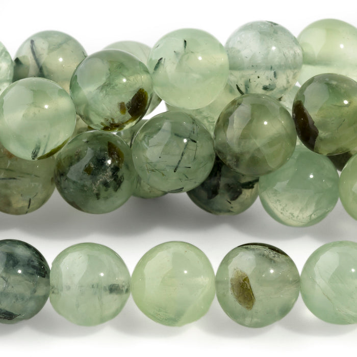 Prehnite with Rutilate 10mm Round - 15-16 Inch