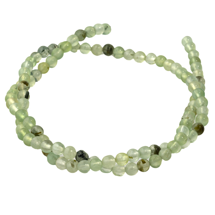 Prehnite with Rutilate 4mm Round - 15-16 Inch - CLEARANCE