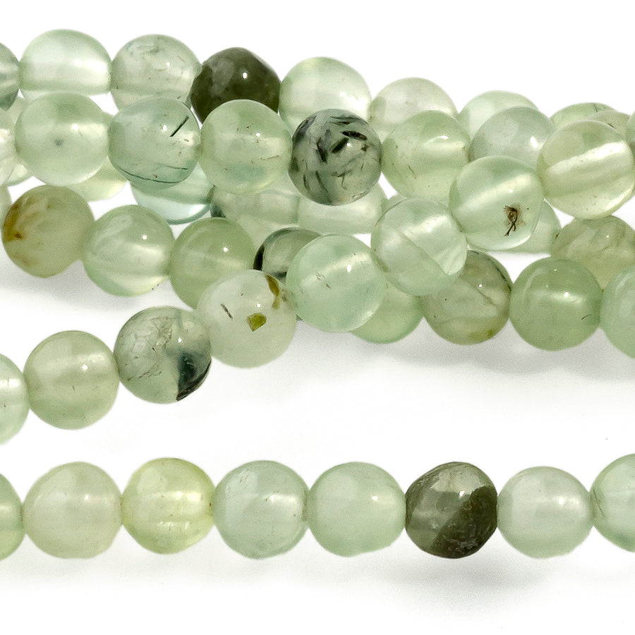 Prehnite with Rutilate 4mm Round - 15-16 Inch - CLEARANCE
