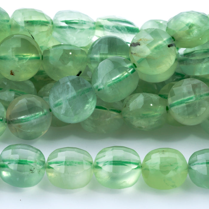 Prehnite 8mm Coin Faceted A Grade - 15-16 Inch