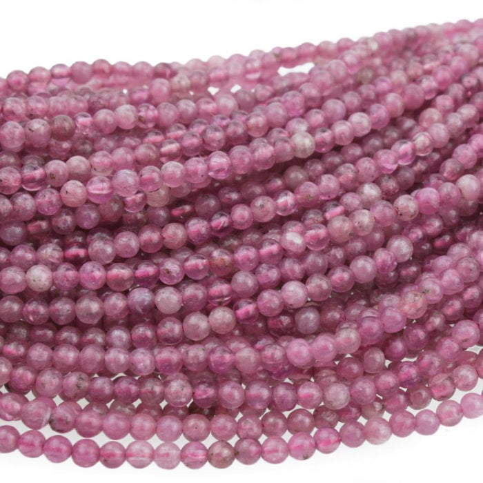 Pink Tourmaline 2mm Round 15-16 Inch