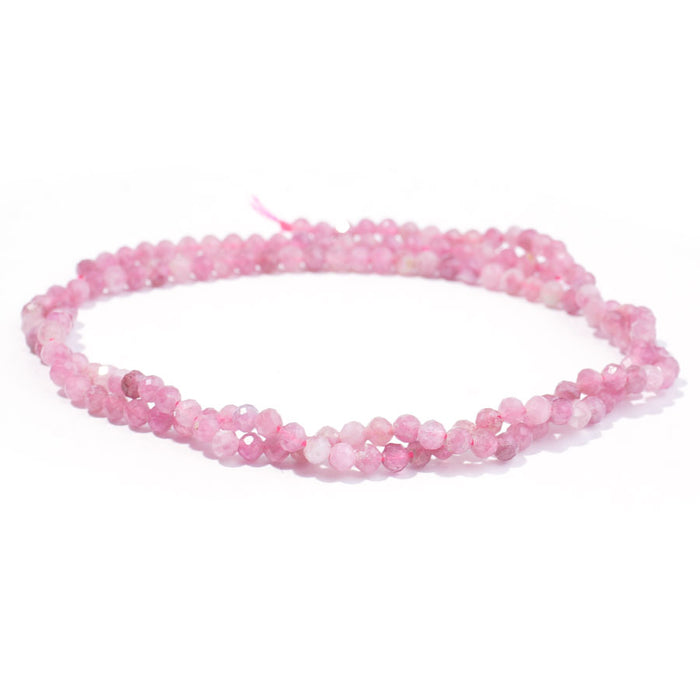 Pink Tourmaline 3mm Round Faceted A Grade - 15-16 Inch