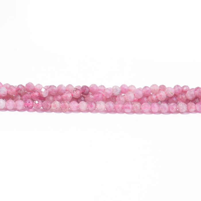 Pink Tourmaline 3mm Round Faceted A Grade - 15-16 Inch