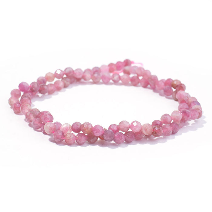 Pink Tourmaline 4mm Round Faceted A Grade - 15-16 Inch