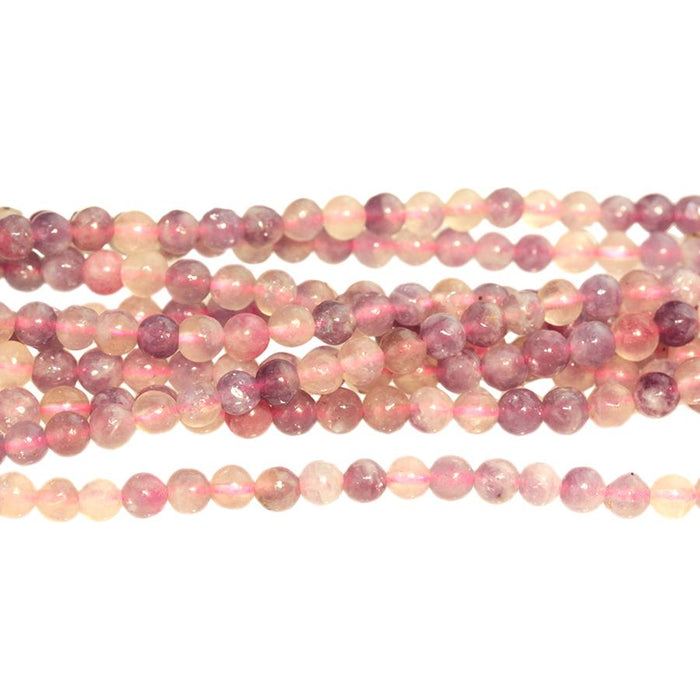 Pink Tourmaline w/ Pink Lepidolite 4mm Round 15-16 Inch