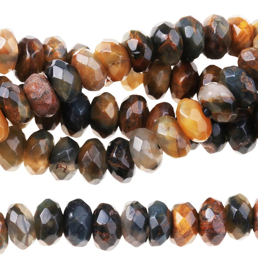 Pietersite 8mm Faceted Rondelle Large Hole 8-Inch