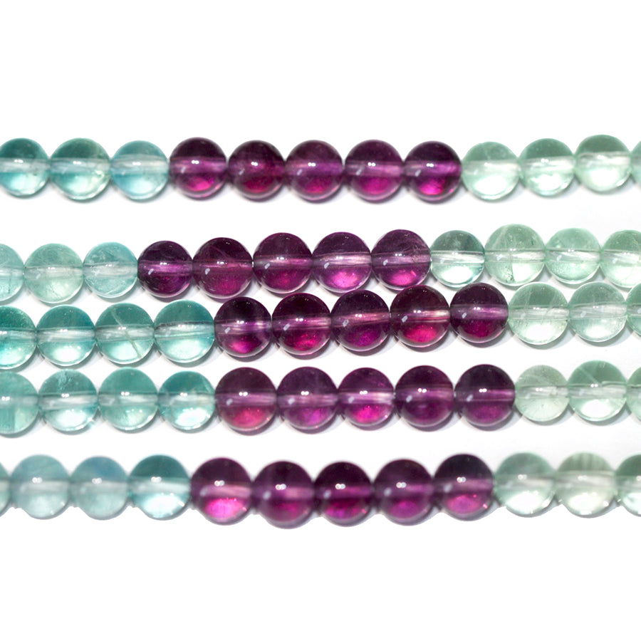 Fluorite Banded 6mm Round 8-Inch