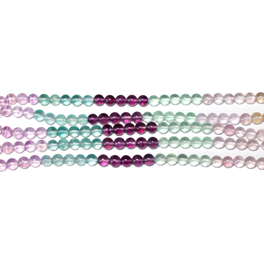 Fluorite Banded 6mm Round 8-Inch