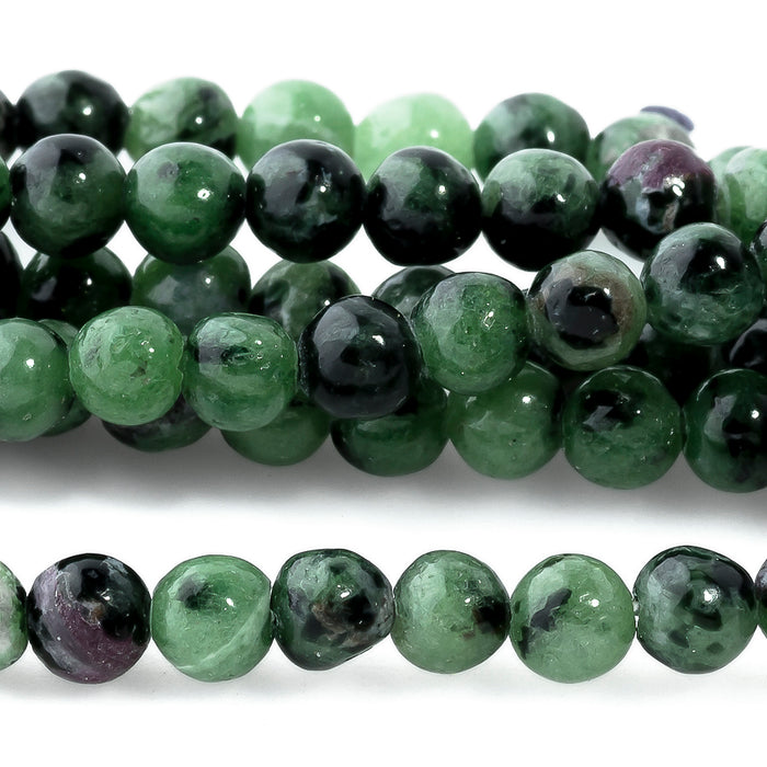 Ruby Zoisite 4mm Round 15-16 Inch