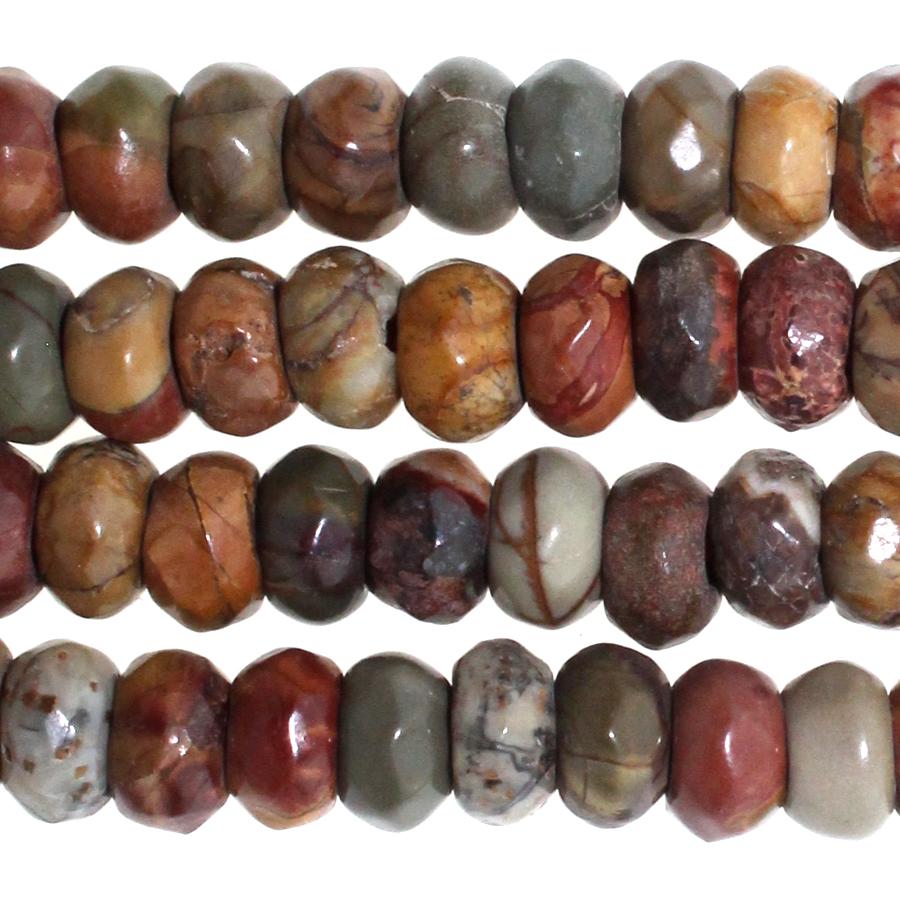 Red Creek Jasper 8mm Faceted Rondelle Large Hole 8-Inch