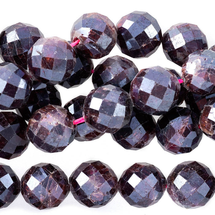 Red Garnet Plated 10mm Round Faceted - 15-16 Inch - CLEARANCE