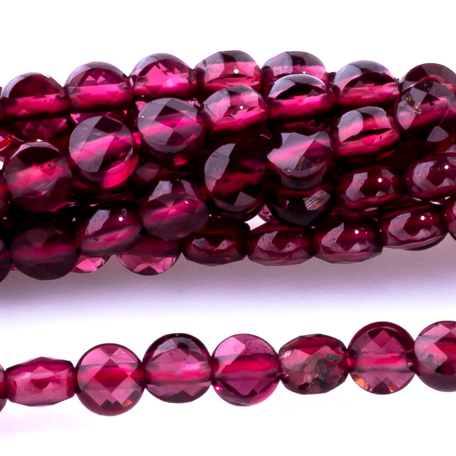 Red Garnet 2mm Coin Faceted A Grade - 15-16 Inch