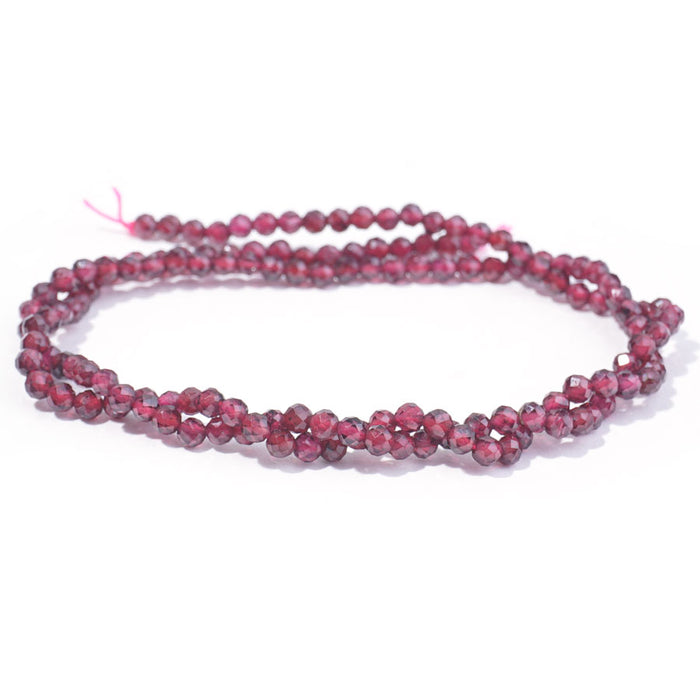Red Garnet 3mm Round Faceted AA Grade - 15-16 Inch