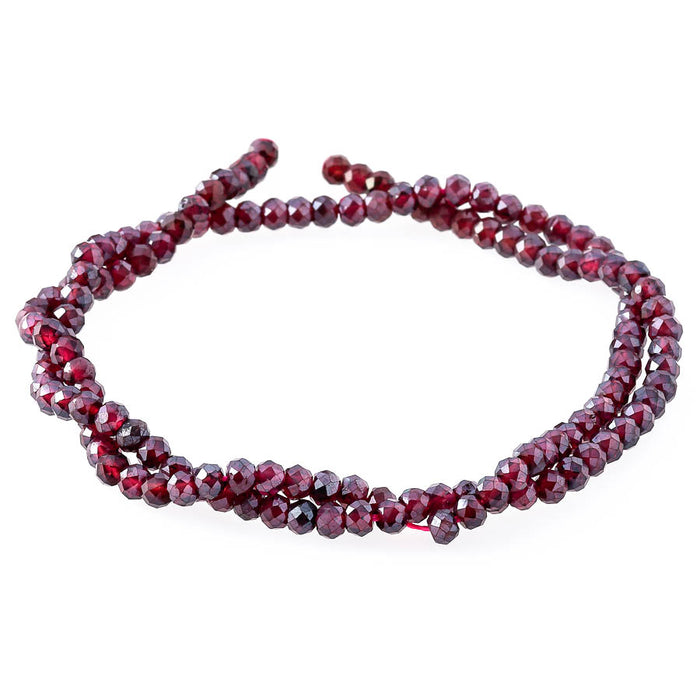 Red Garnet Plated 3X4mm Rondelle Faceted - 15-16 Inch - CLEARANCE