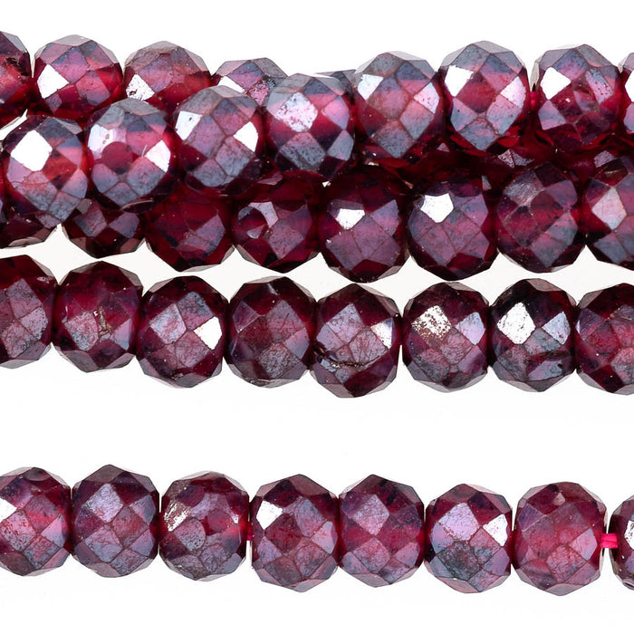 Red Garnet Plated 3X4mm Rondelle Faceted - 15-16 Inch - CLEARANCE