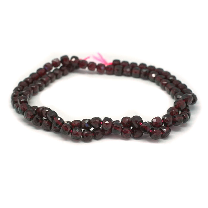 Red Garnet 4mm  Natural Cube Faceted - 15-16 Inch