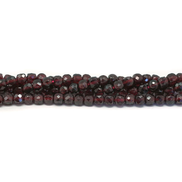 Red Garnet 4mm  Natural Cube Faceted - 15-16 Inch