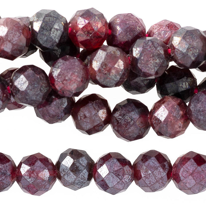 Red Garnet Plated 4mm Round Faceted - 15-16 Inch - CLEARANCE