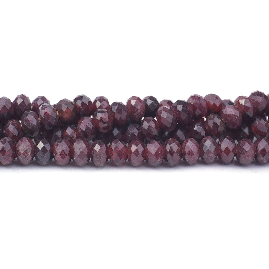 Red Garnet Natural 4X6mm Rondelle Faceted - Large Hole Beads