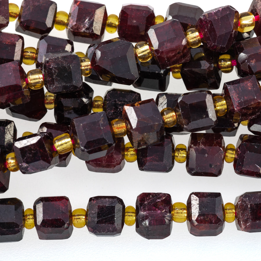 Red Garnet Natural 6-7mm Table Cut Cube - 15-16 Inch