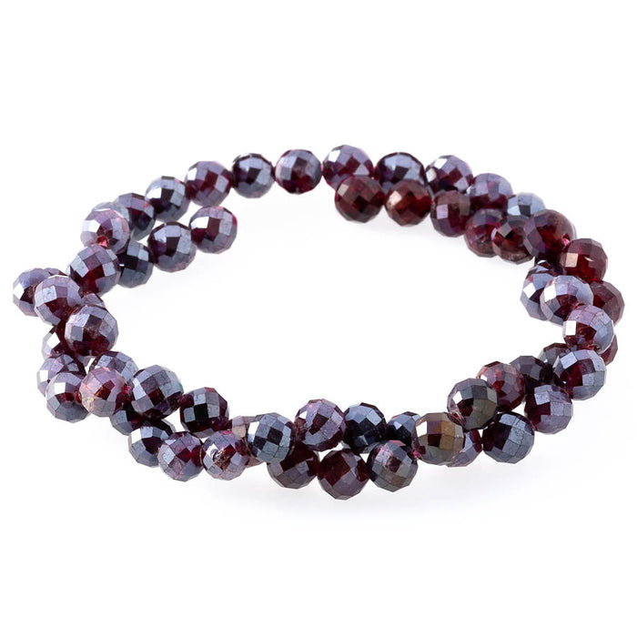 Red Garnet Plated 6mm Round Faceted - 15-16 Inch - CLEARANCE