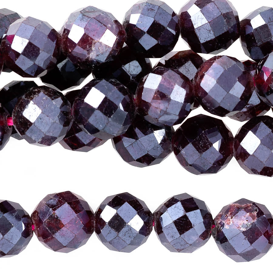 Red Garnet Plated 6mm Round Faceted - 15-16 Inch