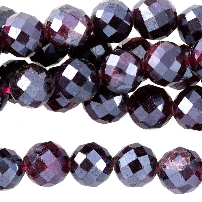 Red Garnet Plated 6mm Round Faceted - 15-16 Inch - CLEARANCE