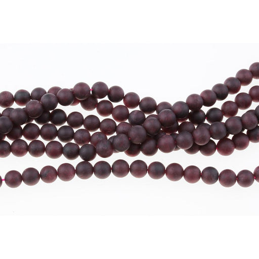 MATTE Red Garnet 6mm Round 8-Inch