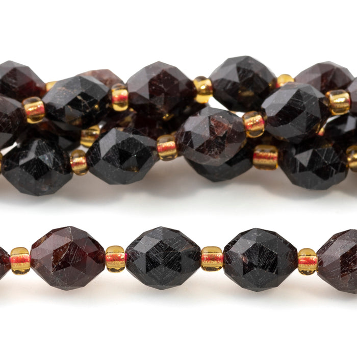 Red Garnet 6x8mm Triangle Cut Faceted Rice Bead - 15-16 Inch