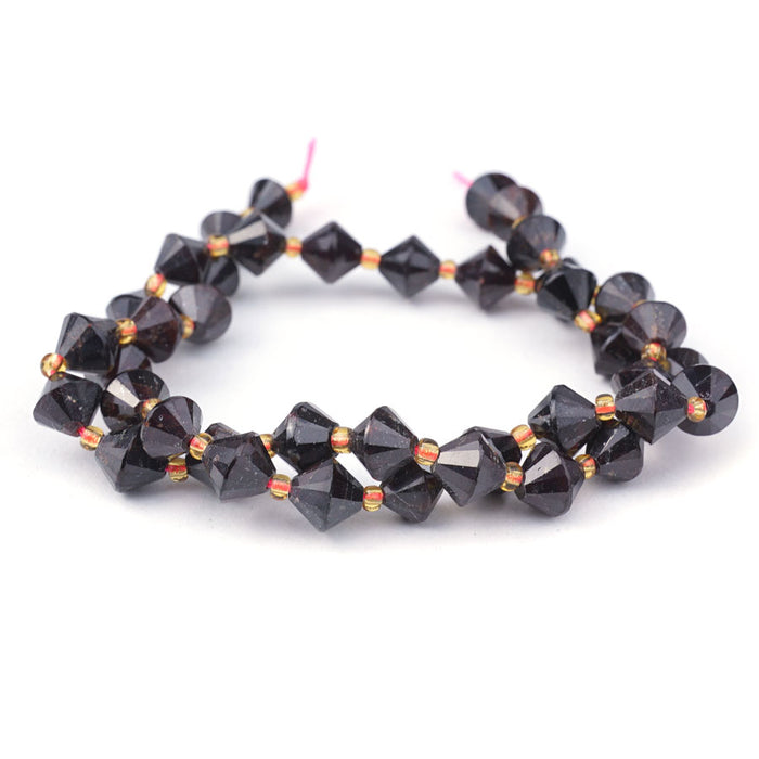 Red Garnet Natural 8mm Bicone Faceted - 15-16 Inch