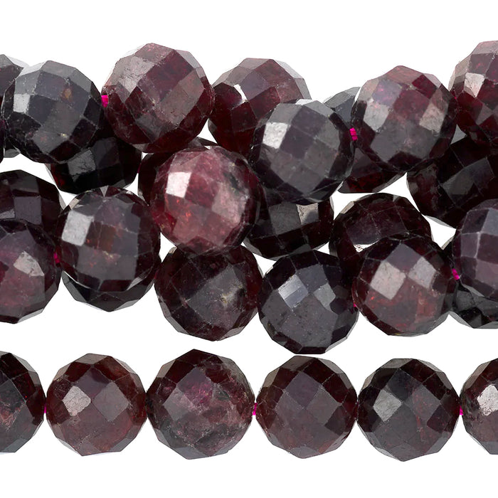 Red Garnet 8mm Round Faceted - 15-16 Inch