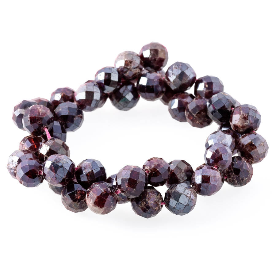 Red Garnet Plated 8mm Round Faceted - 15-16 Inch