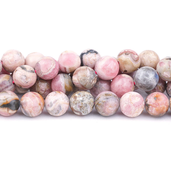 Rhodochrosite with Matrix Natural 10mm Round - 15-16 Inch