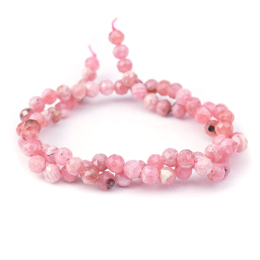 Rhodochrosite Natural 5mm Faceted Round A Grade - 15-16 Inch