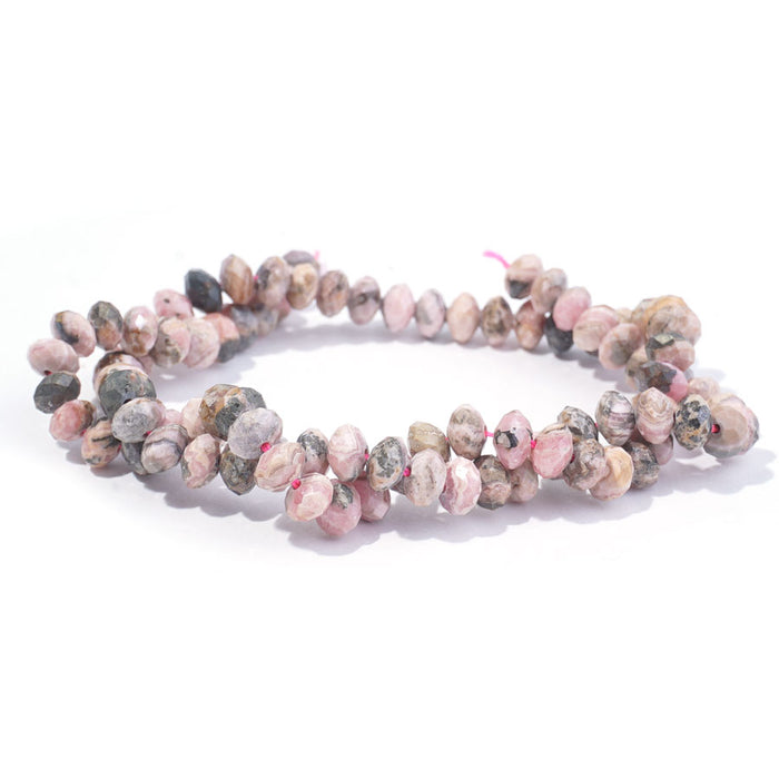 Rhodochrosite 6mm Rondelle Faceted - 15-16 Inch