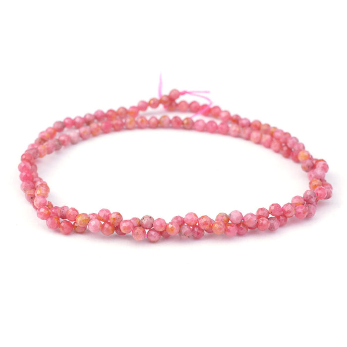 Rhodonite 3mm Faceted Round AA Grade - 15-16 Inch