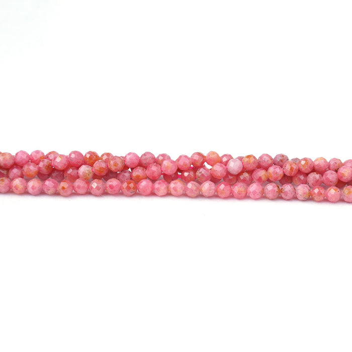 Rhodonite 3mm Faceted Round AA Grade - 15-16 Inch