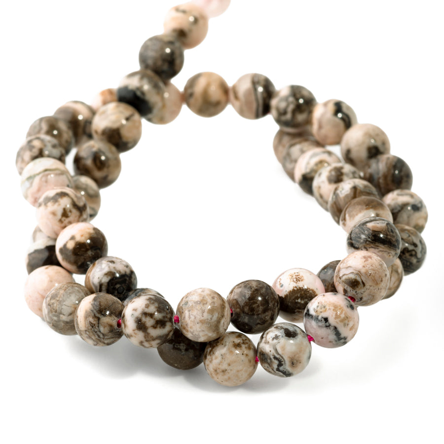 Pink Rhodochrosite With Matrix 8mm Round - 15-16 Inch — Dakota Stones