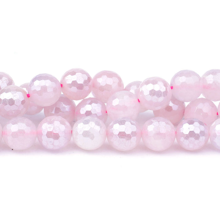 Rose Quartz 10mm Plated Round Faceted - 15-16 Inch - CLEARANCE