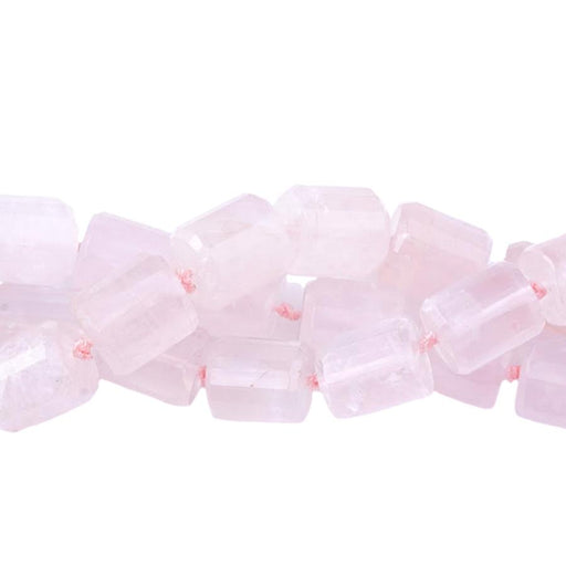 This is a Dakota Stones Rose Quartz14x16mm Cylinder Gemstone strand with faceted beads in 15-16 inch strand.