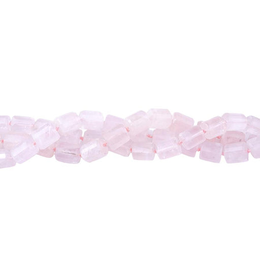 This is a Dakota Stones Rose Quartz14x16mm Cylinder Gemstone strand with faceted beads in 15-16 inch strand.
