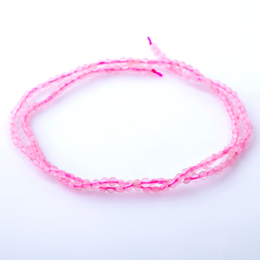 Rose Quartz Dyed 2mm Coin Microfaceted - 15-16 Inch
