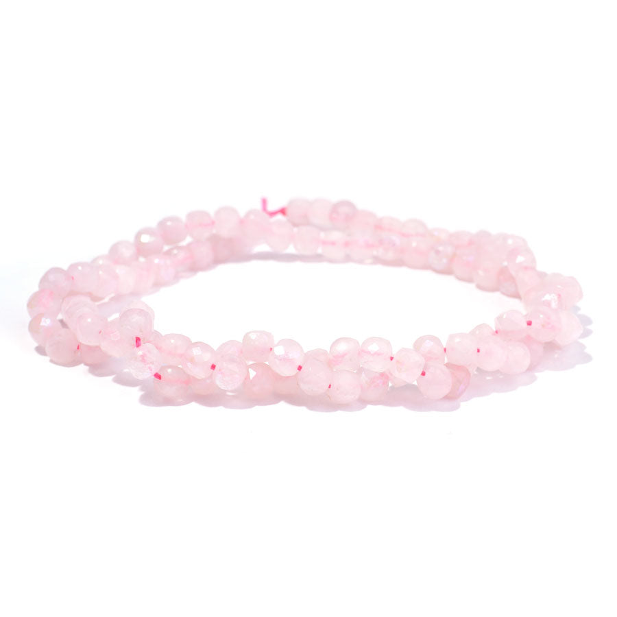 Rose Quartz 4mm Cube Faceted Rainbow Plated - 15-16 inch