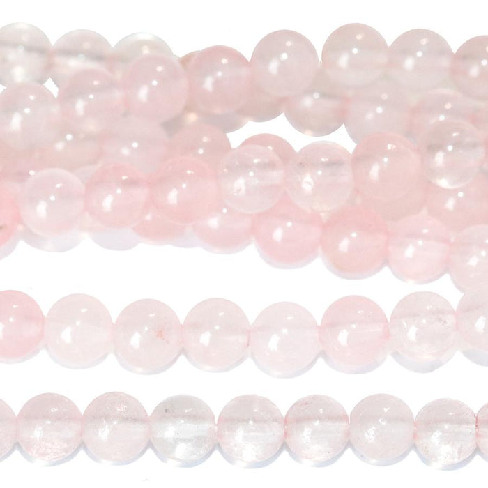 Rose Quartz 4mm Round 8-Inch