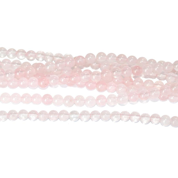 Rose Quartz 4mm Round 8-Inch